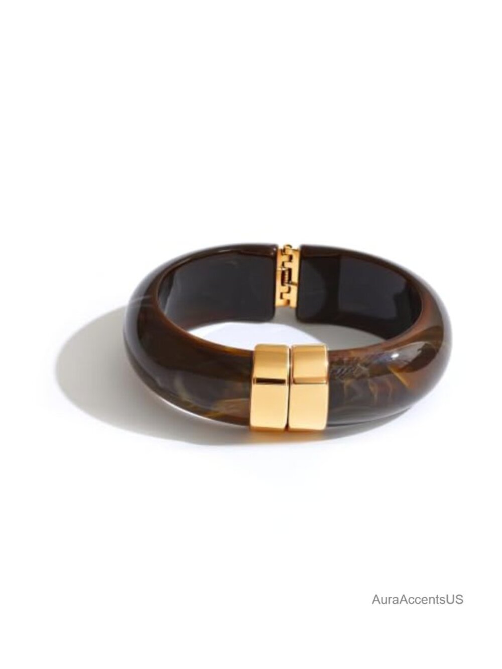 Chunky Resin Bangle Bracelet with 18K Gold Plated Accents